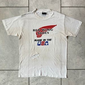 Vintage 1970s Red Wing Shoes Logo Size M Made in USA Destroyed Thrashed Distress